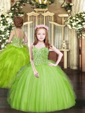 Admirable Spaghetti Straps Neckline Beading and Ruffles Little Girl Pageant Gowns Sleeveless Lace Up