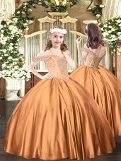 Rust Red Lace Up Off The Shoulder Beading Womens Party Dresses Satin Sleeveless