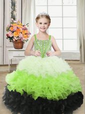 Floor Length Ball Gowns Sleeveless Multi-color Little Girl Pageant Dress Zipper