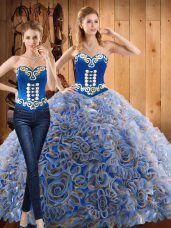 Long Sleeves Sweep Train Lace Up With Train Embroidery Quinceanera Dresses