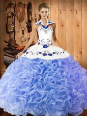 Captivating Sleeveless Lace Up Floor Length Embroidery 15th Birthday Dress