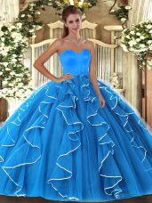 Sleeveless Beading and Ruffles Lace Up Vestidos de Quinceanera