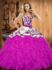 Exquisite Sleeveless Embroidery and Ruffles Lace Up Quinceanera Dress