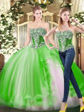 Pretty Sleeveless Beading Floor Length Ball Gown Prom Dress
