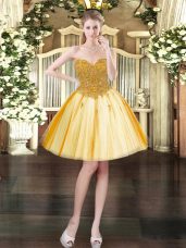 Sleeveless Beading Lace Up Prom Dress