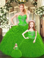 Sleeveless Beading and Ruffles Lace Up Quinceanera Dress