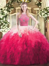 Gorgeous Floor Length Multi-color Quinceanera Dress Halter Top Sleeveless Zipper