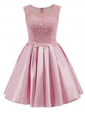 High Quality Sleeveless Zipper Mini Length Lace Bridesmaid Gown