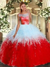 Great Floor Length Multi-color Quinceanera Dresses Scoop Sleeveless Backless