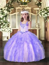 Sleeveless Beading and Ruffles Lace Up Juniors Party Dress