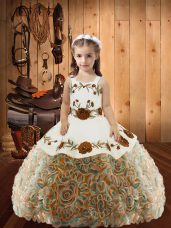 Floor Length Multi-color Little Girls Pageant Gowns Straps Sleeveless Lace Up
