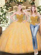 Exquisite Sleeveless Beading and Ruffles Zipper 15 Quinceanera Dress