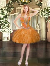 Dazzling Sleeveless Beading and Ruffles Lace Up Prom Evening Gown