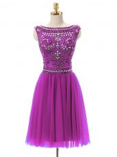Mini Length Zipper Homecoming Dress Fuchsia for Prom and Party with Beading