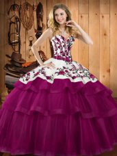 Organza Sleeveless Floor Length Sweet 16 Dress and Embroidery