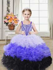 Multi-color Straps Neckline Beading and Ruffles Casual Dresses Sleeveless Lace Up