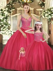 Fancy Sleeveless Beading Lace Up Quinceanera Gown