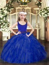 Scoop Sleeveless Zipper Party Dresses Royal Blue Tulle