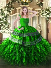 Exceptional Sleeveless Appliques and Ruffles Zipper Quinceanera Dress
