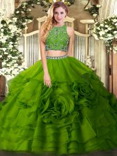 Sleeveless Beading and Ruffled Layers Zipper Quinceanera Gowns