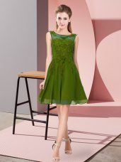 Scoop Sleeveless Chiffon Quinceanera Dama Dress Appliques Zipper