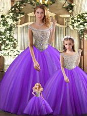 Sleeveless Beading Lace Up Quinceanera Dress