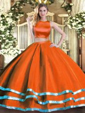 Cute Rust Red Quinceanera Gown Military Ball and Sweet 16 and Quinceanera with Ruching High-neck Sleeveless Criss Cross