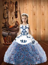 Multi-color Sleeveless Embroidery Floor Length Pageant Dress for Teens