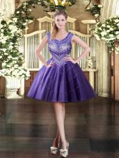Sleeveless Zipper Mini Length Beading Homecoming Dress