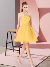 Vintage Mini Length Empire Sleeveless Gold Prom Dresses Zipper