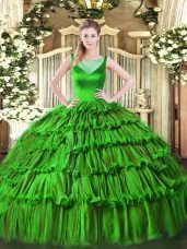 Fine Beading and Ruffled Layers 15 Quinceanera Dress Side Zipper Sleeveless Floor Length