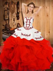 Sleeveless Embroidery and Ruffles Lace Up Quinceanera Dress