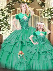 Captivating Organza Sleeveless Floor Length Quinceanera Dresses and Beading and Ruffled Layers