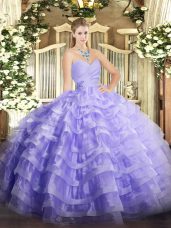 Free and Easy Sleeveless Beading and Ruffled Layers Lace Up Vestidos de Quinceanera