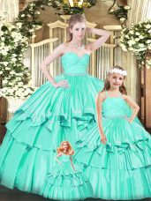 Admirable Floor Length Ball Gowns Sleeveless Turquoise Quinceanera Gowns Zipper