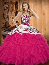 Wonderful Tulle Sleeveless Floor Length Quince Ball Gowns and Embroidery and Ruffles