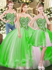 Sweetheart Neckline Beading 15th Birthday Dress Sleeveless Lace Up