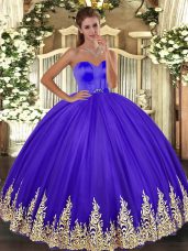 Fashionable Floor Length Lace Up Ball Gown Prom Dress Lavender for Military Ball and Sweet 16 and Quinceanera with Appliques