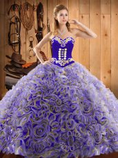 Embroidery Quinceanera Gown Multi-color Lace Up Sleeveless With Train Sweep Train