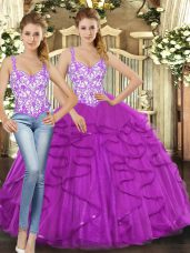 Hot Selling Sleeveless Beading and Ruffles Lace Up Quinceanera Dress