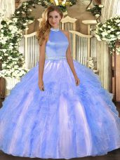 Low Price Sleeveless Backless Floor Length Beading and Ruffles Sweet 16 Dress