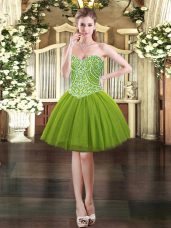 Sleeveless Lace Up Mini Length Beading