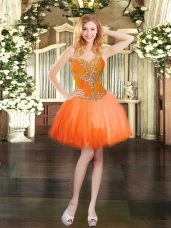 Sleeveless Lace Up Mini Length Beading