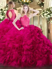 New Style Sleeveless Zipper Floor Length Lace Vestidos de Quinceanera