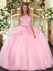 Flirting Organza Sleeveless Floor Length Vestidos de Quinceanera and Lace