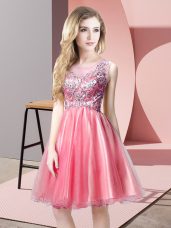 Colorful Scoop Sleeveless Zipper Homecoming Dress Watermelon Red Tulle