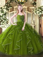 Trendy Straps Sleeveless Organza Quinceanera Gown Ruffles Zipper