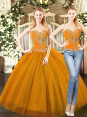 Tulle Sleeveless Floor Length Ball Gown Prom Dress and Beading