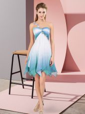 Smart One Shoulder Sleeveless Lace Up Prom Party Dress Multi-color Fading Color