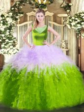 Free and Easy Multi-color Sleeveless Beading and Ruffles Floor Length Sweet 16 Dresses